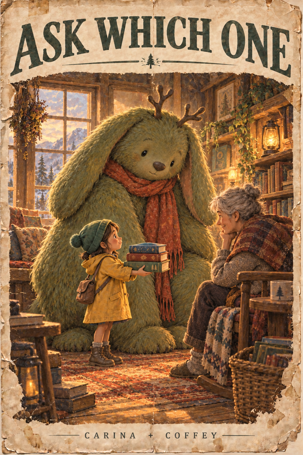 Coffey beside Carina as she offers books to a neighbor
